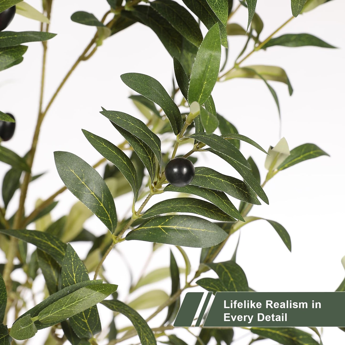 PHYTREE 9ft Artificial Olive Tree with White Planter Included - Large Indoor Floor Plant with Natural Trunk and Fruit Accents for High-Ceiling Living Room and Hallway Corner