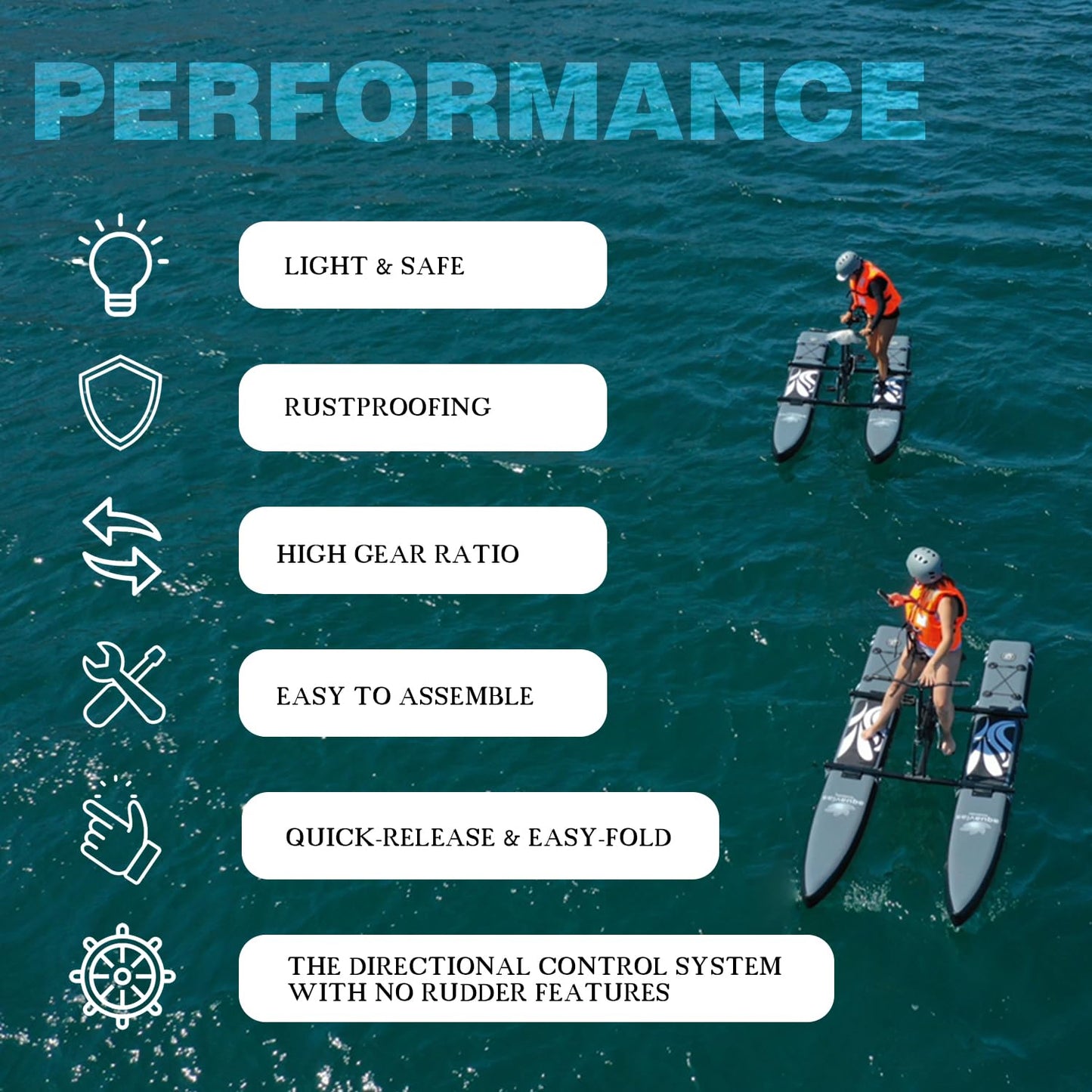 Spatium SUP Water Bike Boats for Lake Inflatable Water Bikes 2.0 Medal Pedal Boats Inflatable Fishing Boat Pedal Kayak Water Sports+Mat