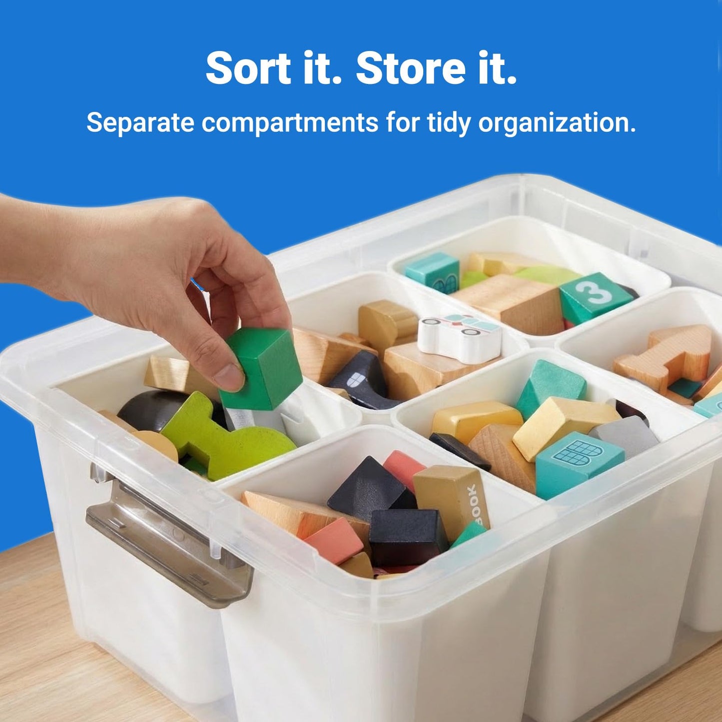 MACOPRO 17 QT Clear Storage Bins with Lids Plastic Box Multipurpose Stackable Storage Containers for Organizing Tool,Craft,Crayon,Marker Pen(White, 1Pack-6-in-1)