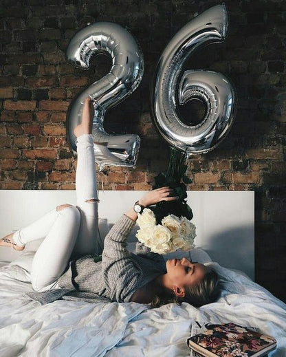 Happy 25th Birthday Decorations | Skiennix 40-Inch Silver Foil Number 25 Balloons for Women