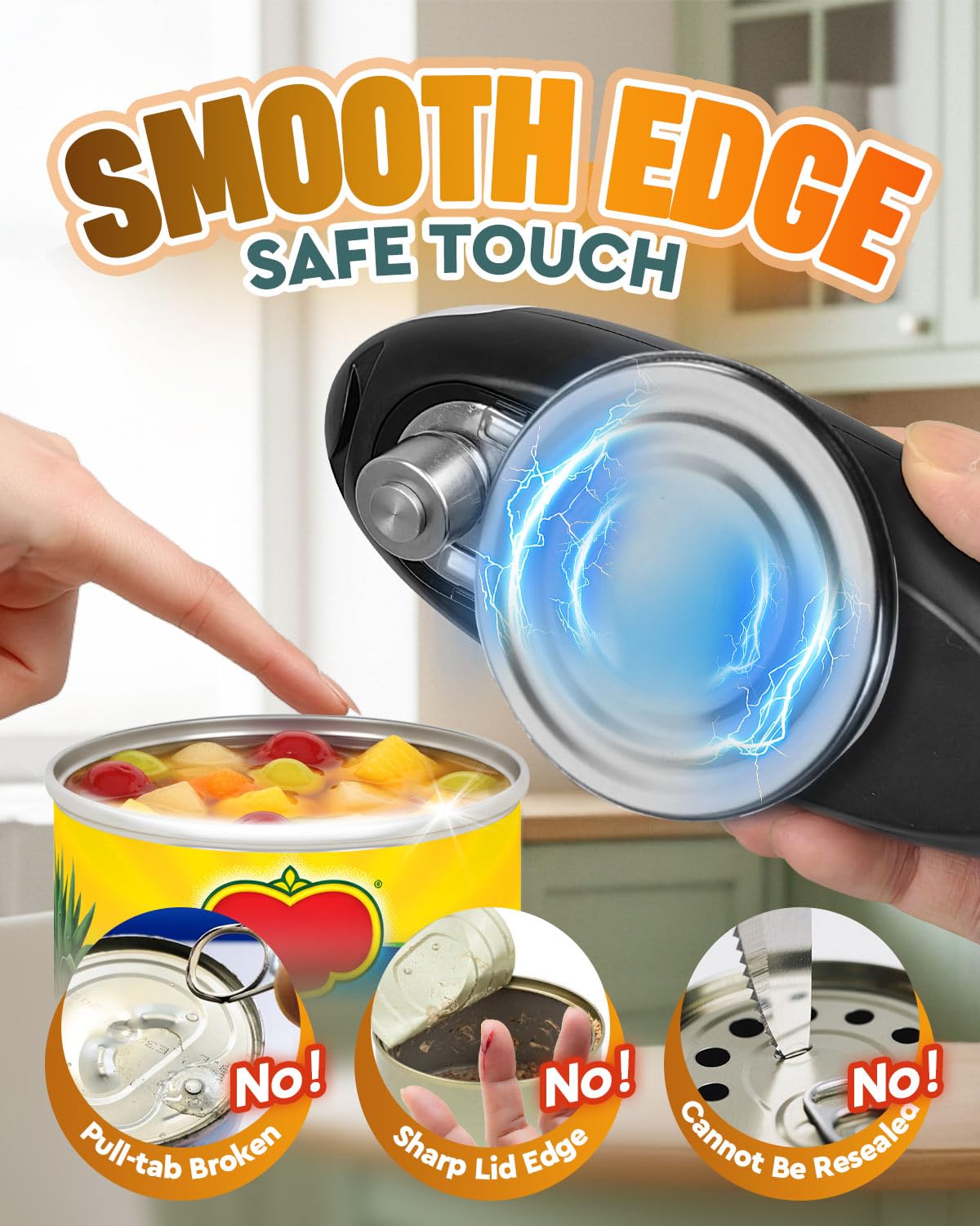 Zoomsnail Electric Can Opener, Automatic Rechargeable Can Openers with One-Touch Smooth Edge & Magnetic Lid - Hands-Free Easy-Grip Opener for Seniors with Arthritis and Most Cans