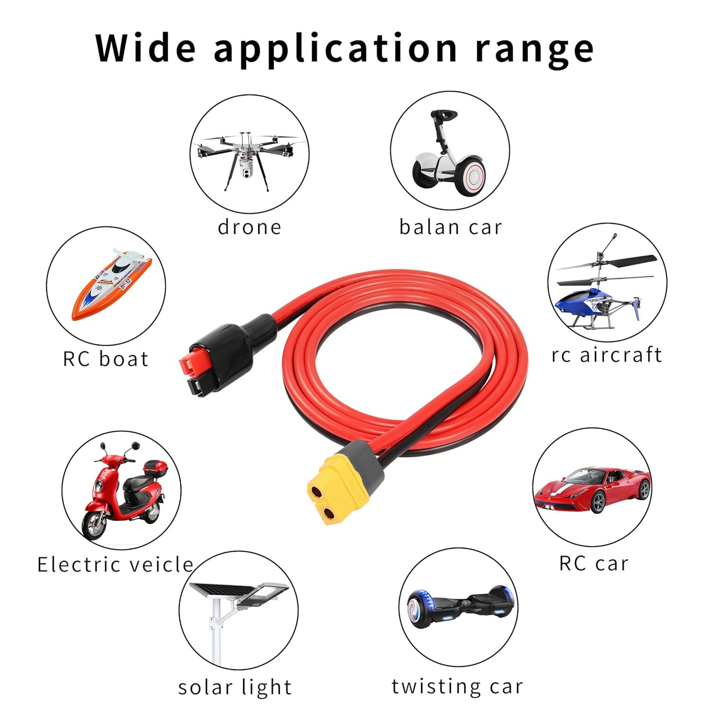YACSEJAO 12AWG XT60 to Solar Panel Connector 1M XT60 Female to 45A Connector Extension Cable for Outdoor Power Bank
