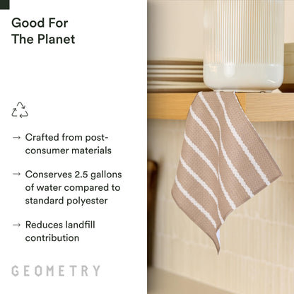 GEOMETRY Dishcloth – Evergreen Collection – Quick-Dry, Ultra-Absorbent, Reusable Microfiber Kitchen Towels for Drying & Cleaning - Pebble Play - 3 Pack