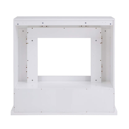 SEI Furniture - Lirrington Stainless Steel Touch Screen Electric Fireplace - Transitional Design, Grey Glass and Wood - Ideal for Living Room, Bedroom (FR1028059)
