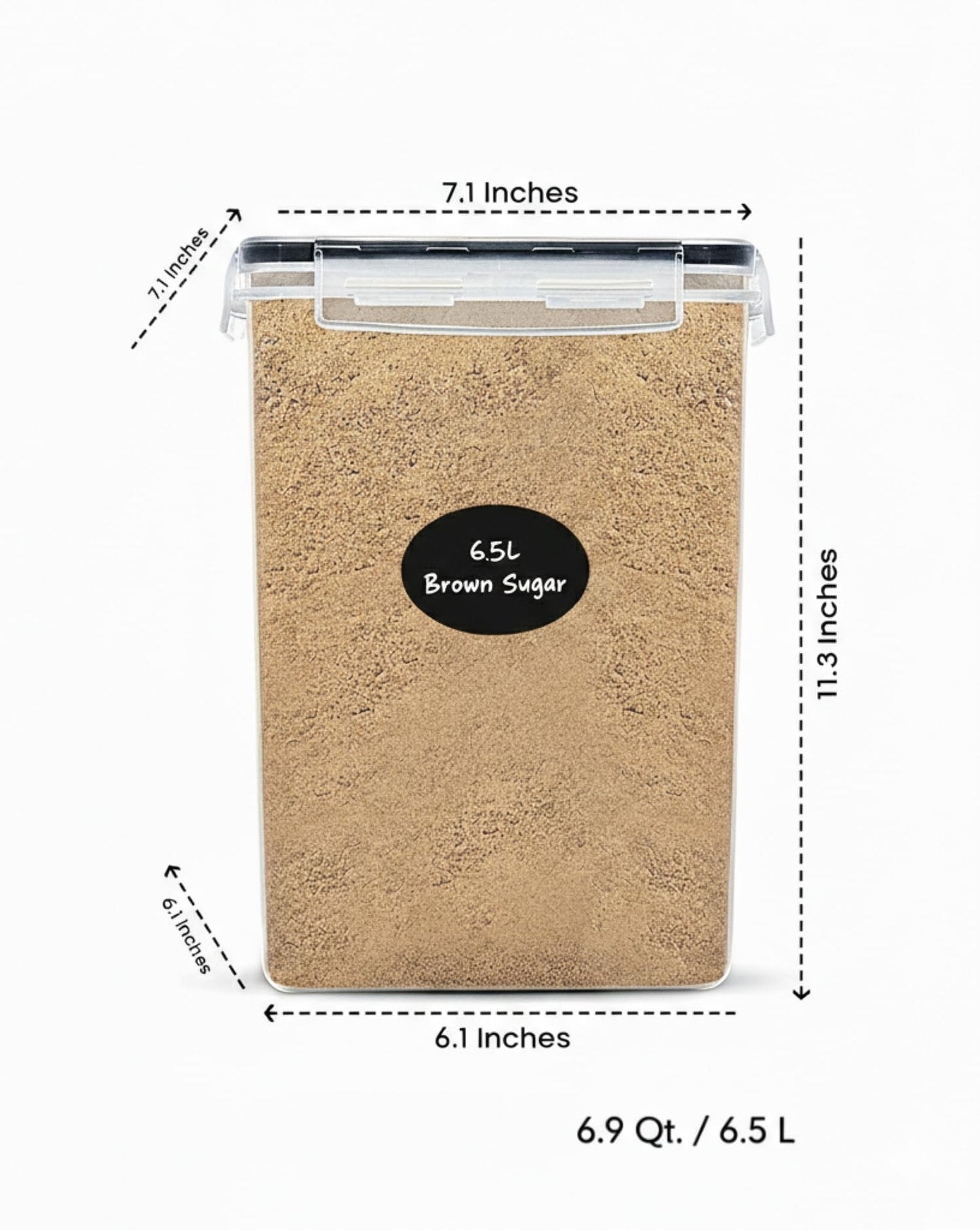 Extra Large Flour and Sugar Storage Containers 6.5L/220 Fl. oz; Set of 2 Plastic Bulk Airtight Food Storage Rice Containers With Lids - Kitchen Pantry Organizer and Storage Canisters, Marker & Labels