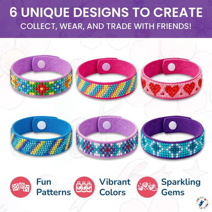 Diamond Art Bracelet Kit - Includes 6pcs - Bracelet Making Kit for Girls - Diamond Art Kits for Kids - Kids Diamond Art - Gem Art for Kids - Diamond Art for Kids - DIY Bracelet Making Kit for Girls