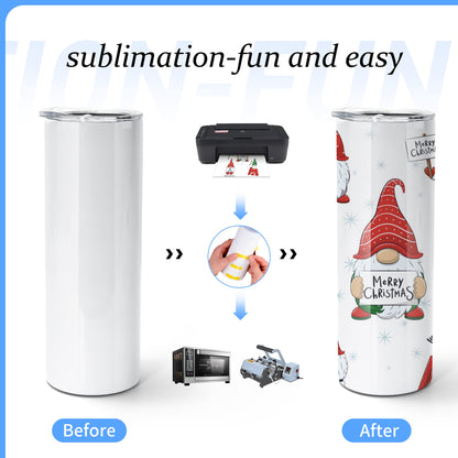 AGH 10pcs 20oz Sublimation Tumblers Bulk With Flat Edge, 20 oz Sublimation Tumbler Blank, Skinny Straight Stainless Steel Blanks Cups with Individual Box, Plastic Straw for Coffee, Drinks, DIY, Crafte