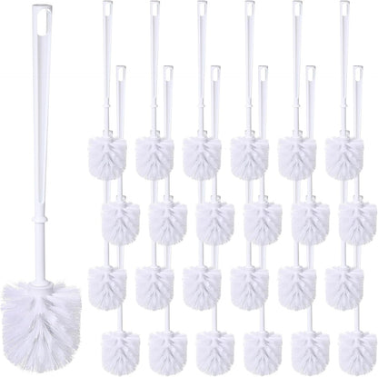 25 Mimorou Pcs White Toilet Brush, Bathroom Toilet Bowl Brush, Soft Bristle Long Handle Plastic Toilet Scrubber