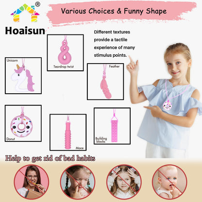 Chew Necklaces for Sensory Girls, Chewy Necklace Sensory Toys for Kids with Autism, ADHD,SPD, Chewing, Teething or Special Needs, Oral Sensory Chew Toys for Kids Adult Reduce Anxiety Fidgeting