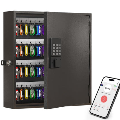 WeHere 120-Key Smart Key Lock Box – Wall Mounted Key Cabinet Organizer with App Access, One-Time Code, Bluetooth & WiFi Unlock (Sold Separately), Key Management System for School, Rental, Office