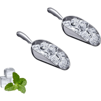 Amazing Abby - Elsa - 12-Ounce Aluminum Ice Scoops (Set of 2), Cast Aluminum Utility Scoops, Food-Grade, Good for Home and Commercial Use, NOT Dishwasher-Safe, Hand-Wash Recommended