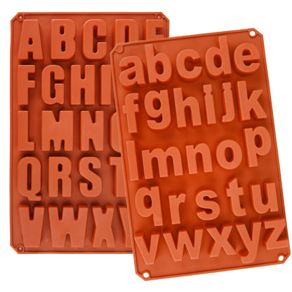 Wocuz 2 Pack Uppercase Letters Crayon Mold Lowercase Alphabet Chocolate Baking Mold Resin Mold Cake Pan Handmade Soap Mold Biscuit Ice Cube Tray DIY for Back to School Project