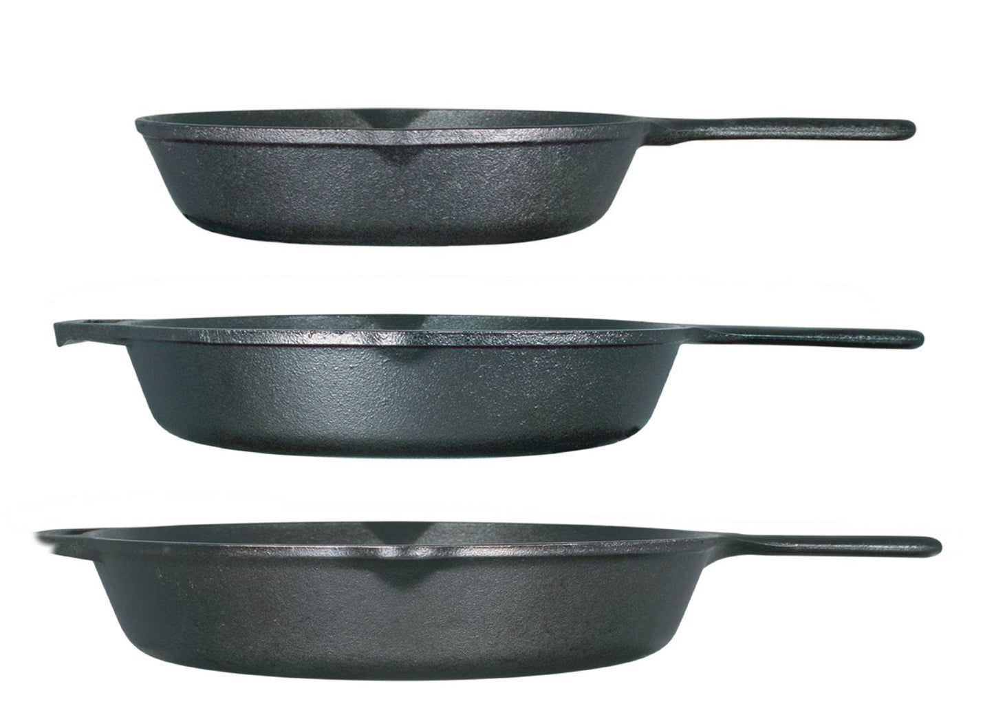 Lodge Seasoned Cast Iron 3 Skillet Bundle. 12 Inches and 10.25 Inches with 8 Inch Set of 3 Cast Iron Frying Pans