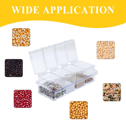 Tobeelec 4 Pcs Clear Seasoning Box with Spoon, 16 Pcs Kitchen Seasoning Spice Pots Acrylic Spice Storage Containers Condiment Jars Clear Spice Jars with Cover for Salt Candy Cruet Sugar