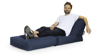 Gouchee Home Brava Twist Collection Polyester Upholstered Foldable Bean Bag Lounge Chair, Navy