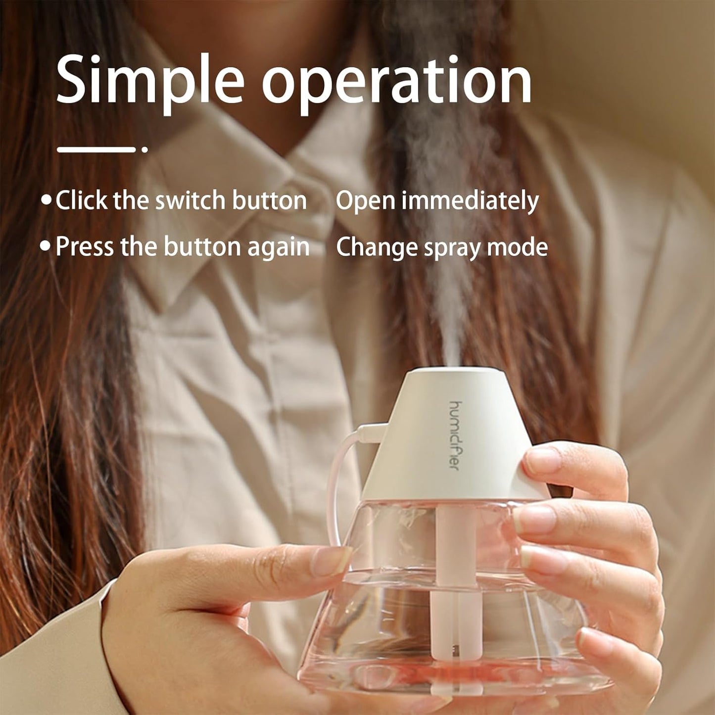 INVODA Mini Humidifiers, 260ml USB Personal Cool Mist Humidifier, Cute Volcanoes Desktop Air Humidifier with Night Light