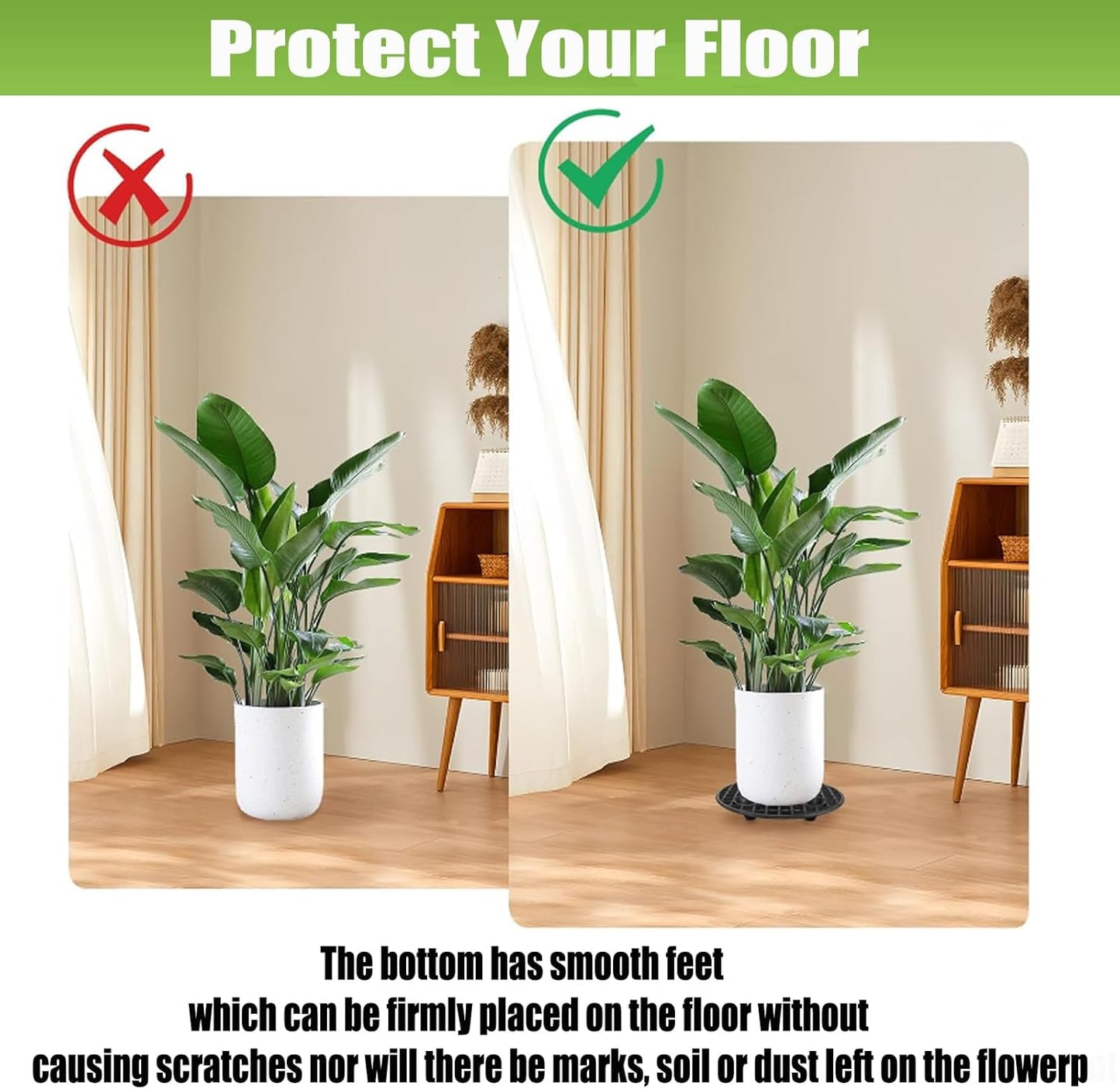 24 8 Inch QTLCOHD Pcs Plastic Plant Stand Black Plant Level Pot Elevator Riser Patio & Deck Floor Protector for Indoor