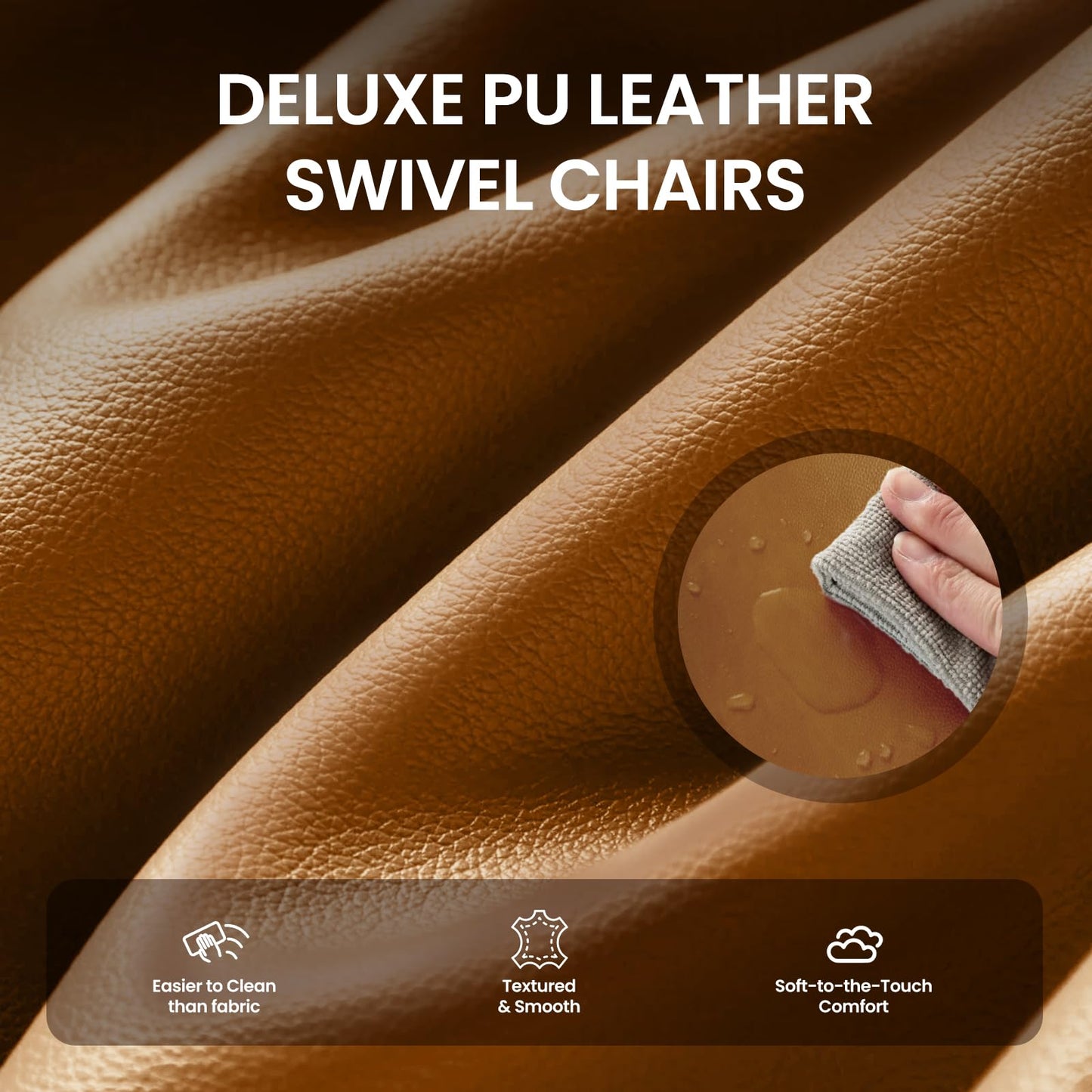 COLAMY 360° Swivel Accent Chair with Pillow, Leather Living Room Armchair No-Sag Foam & Sturdy Metal Base, Fully Assembled Swivel Accent Single Sofa for Bedroom Living Room, Reading Room, Brown