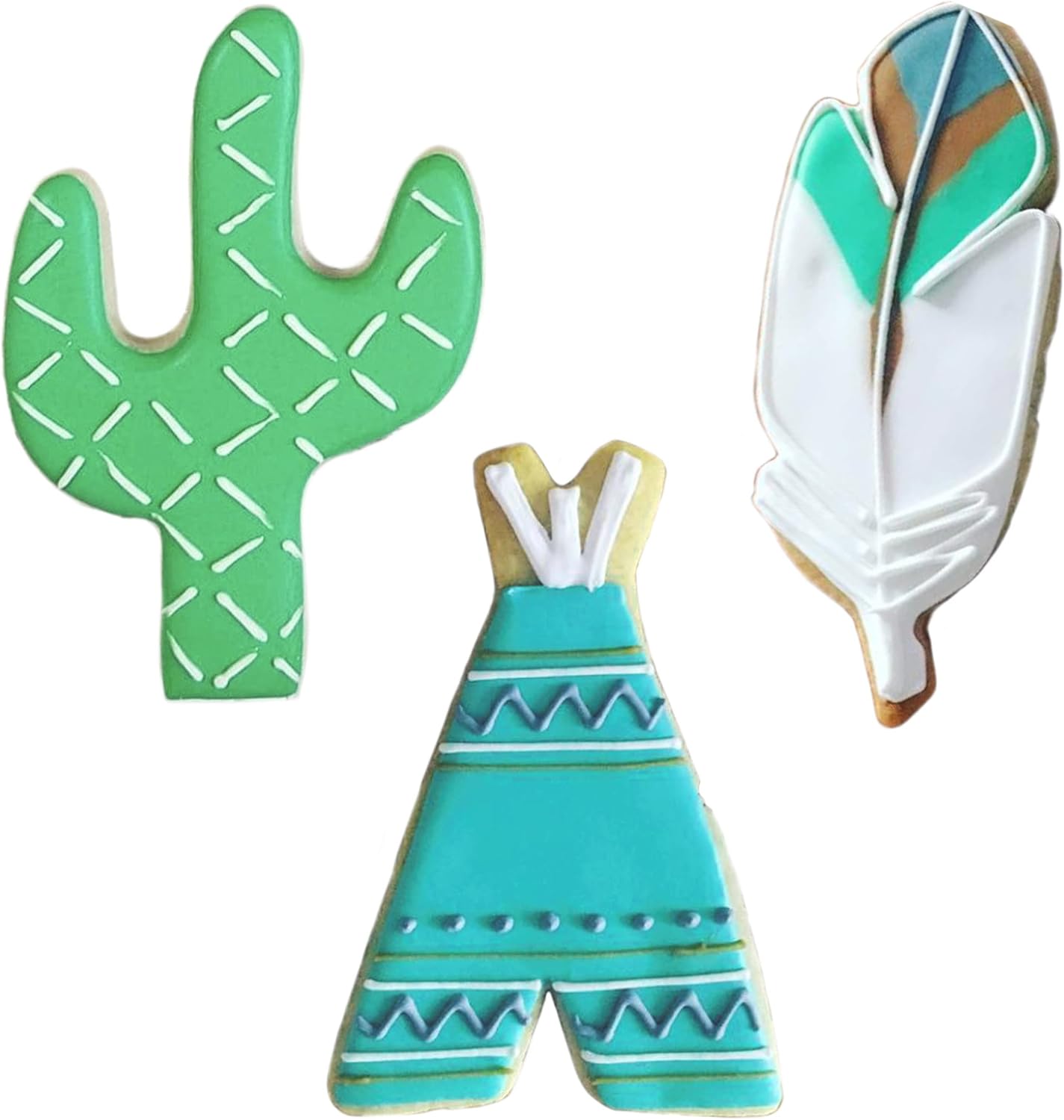 Ann Clark Southwest Cookie Cutter 3-Pc Set, Cactus, Teepee, Feather, Made in USA