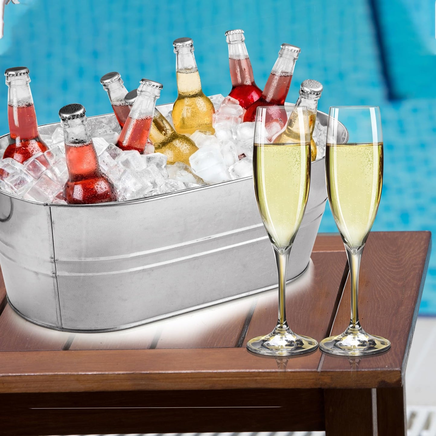 ZUQIAN 4 Pack Galvanized Tub 3.3 Gallon Ice Bucket with Handle Large Metal Champagne Drink Bucket Galvanized Ice Buckets for Parties Mimosa Bar Cocktail Bar