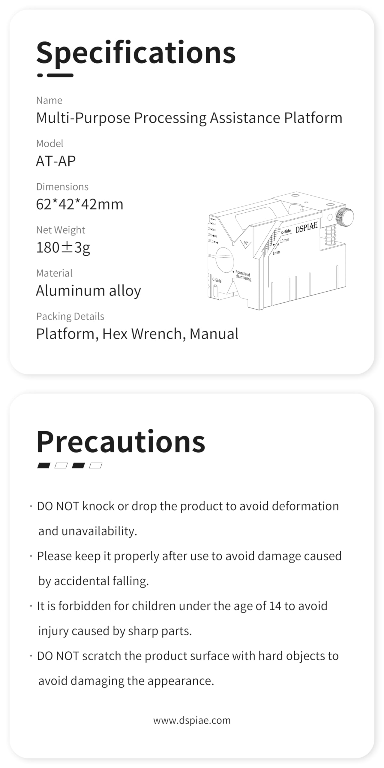 DSPIAE All-in-One Hobby Processing Platform with Glass File, Precision Model Cutting Cube with Drilling Guide and Angle Cutting for Edge Finishing