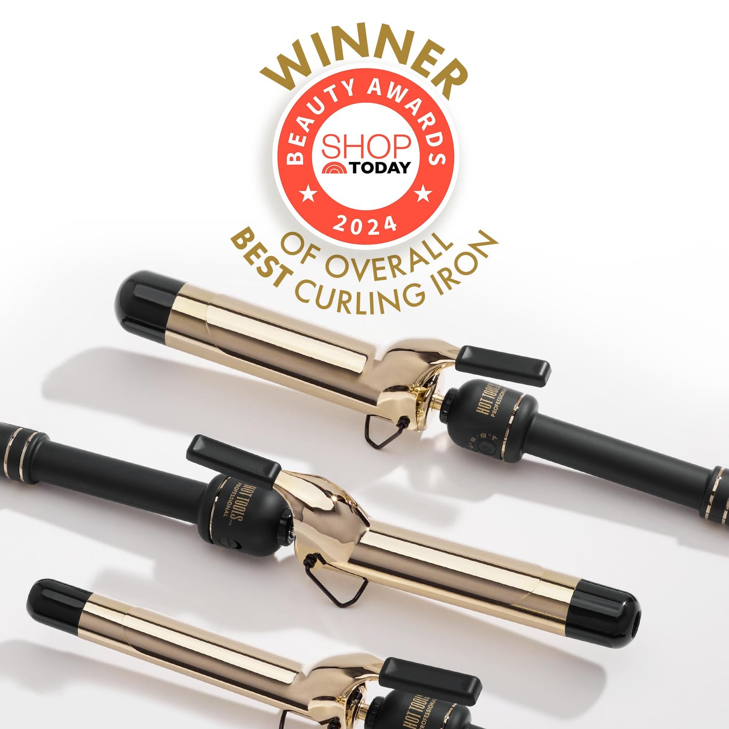 HOT TOOLS 24K Gold Professional 1 1/4" Extended Barrel Curling Iron with Clamp for Tousled Curls - 24K Gold Technology for Long-Lasting Results & Longer Barrel for Easy Styling