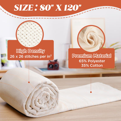 BESGEER 80" × 80" Tufting Cloth with Marked Lines - Monks Cloth for Rug tufting kit, Primary Tufting Cloth for Cut and Loop Pile Tufting Guns, Rug-Punch