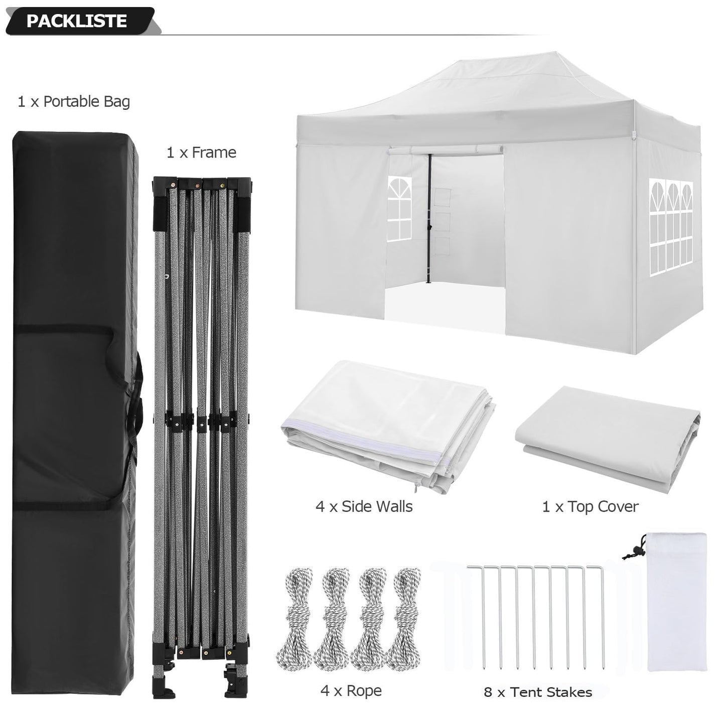 COBIZI 10x15 Pop up Canopy Tent 10x15 Canopy with 4 Sidewalls Waterproof Heavy Duty Commercial for Parties Outdoor Garden Gazebo Tent, Carry Bag(10x15ft, White)
