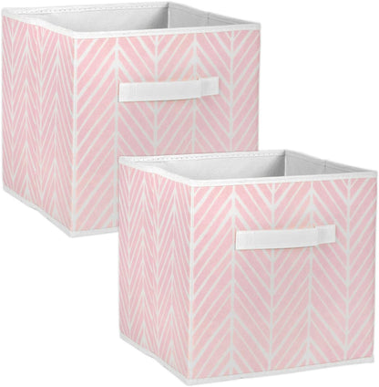 DII Small Herringbone Storage Bin Set of 2, Mauve, Non Woven Polyester