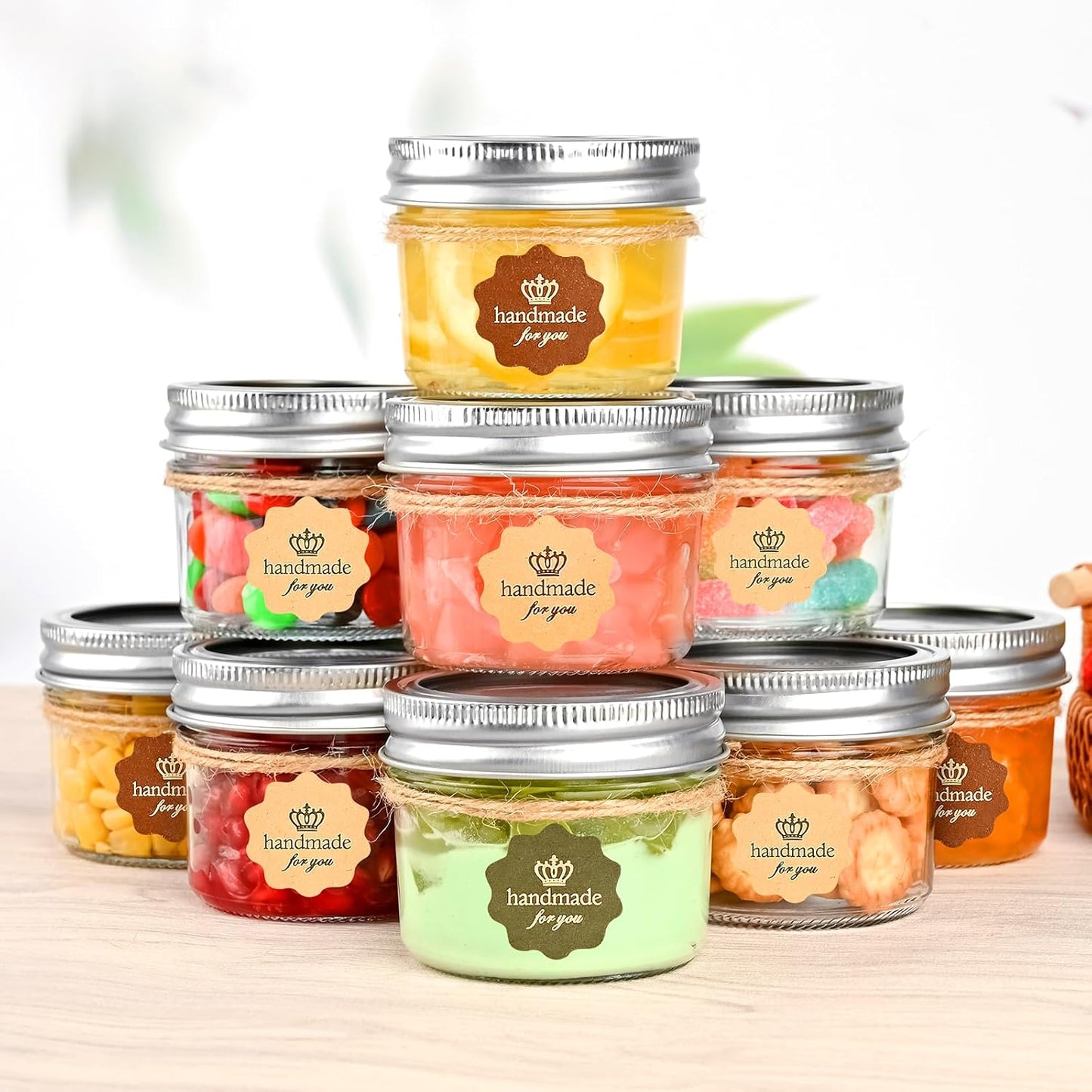 TUZAZO Small Mason Jars 8 Pack, 4 oz Mini Glass Canning Jars with Lids and Labels for Jelly, Spice, Honey Storage