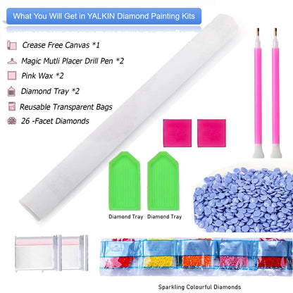 YALKIN Diamond Painting Kits Mountain Lake (35.5 x 15.7 inch) Full Round Drill Diamond Art for Adults Clearance, 5D DIY Large Big Rhinestones for Crafts to Decor Home Wall, Christmas Gifts