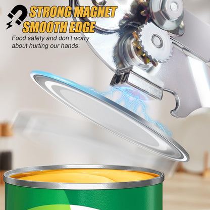Commercial Can Opener, ICEKATl Can Opener Manual Heavy Duty Easy for Big Cans with Magnet, Folding Hand Crank With Comfortable Long Handles