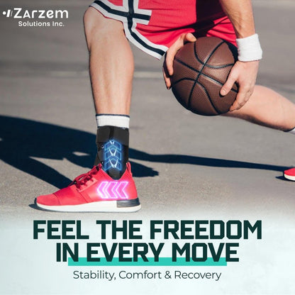 ZARZEM Lace-Up Ankle Brace for Sprained Ankle, Ankle Stabilizer with Side Support Pads, Breathable Ankle Support for Women & Men, Injury Recovery, Running & Sports L(13”-14”)