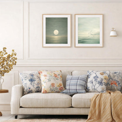 FUHYGU Diamond Painting Kits 2 Pack 9.8x11.8 Inches – Minimalist Ocean & Moon Seascape with Birds, DIY Full Drill Diamond Art for Adults Beginners, Aesthetic Coastal Wall Decor Home Gift