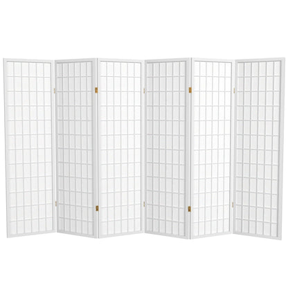 Red Lantern 5 ft. Tall Window Pane Shoji Screen - White - 6 Panels