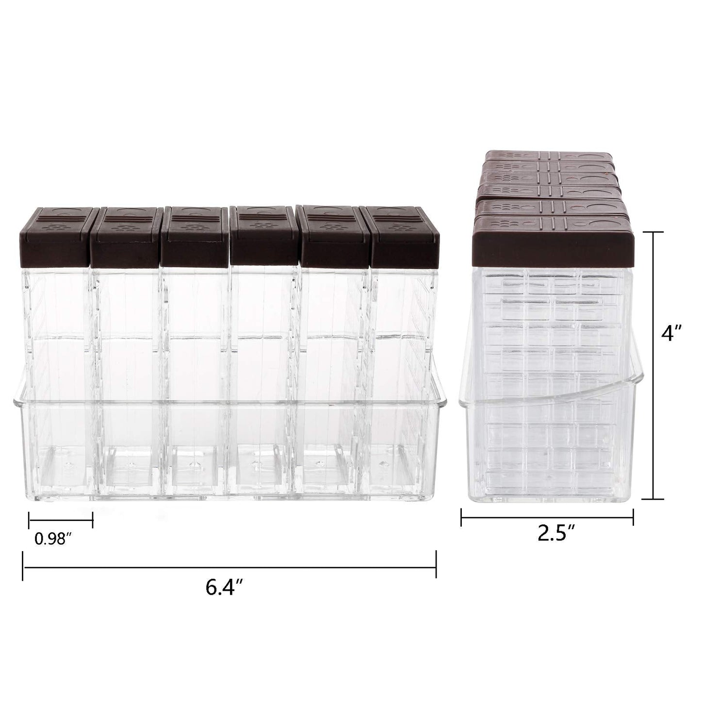 TOPZEA 12 Pcs Spice Shaker Jars, Plastic Seasoning Containers Dispenser Travel Seasoning Box with 2-in-1 Lids Empty Condiment Set for Storage Spice, Salt and Pepper, Clear