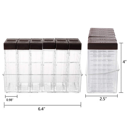 TOPZEA 12 Pcs Spice Shaker Jars, Plastic Seasoning Containers Dispenser Travel Seasoning Box with 2-in-1 Lids Empty Condiment Set for Storage Spice, Salt and Pepper, Clear