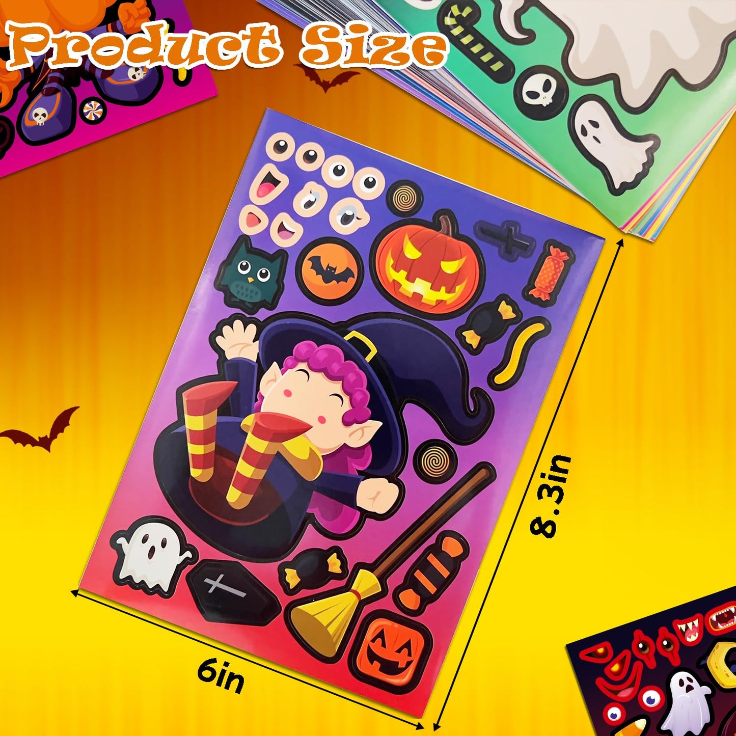 Aowplc 64 Sheets Halloween Party Games Stickers for Kids Make Your Own Stickers with 16 Different Designs Cute Halloween Party Favors Crafts Supplies