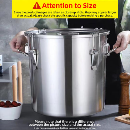 Verdeho 304 stainless steel food storage containers with lids lock clips airtight container large airtight for rice flour sugar grain coffee bean storage containers Kitchen jar (3.17gal/12L)