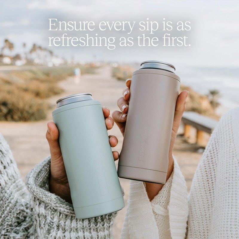 BrüMate Hopsulator Slim Can Cooler Insulated for 12oz Slim Cans | Skinny Can Insulated Stainless Steel Drink Holder for Hard Seltzer, Beer, Soda, and Energy Drinks (Matte Gray)