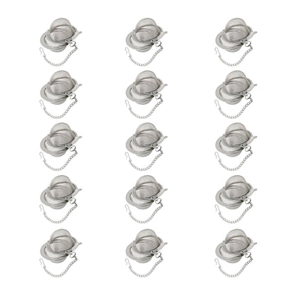 15Pcs Stainless Steel Loose Leaf Tea Steeper, Extra Fine Mesh Tea Ball Infusers Strainers Diffusers for Brewing Leaf Tea Herbal Spices Seasonings