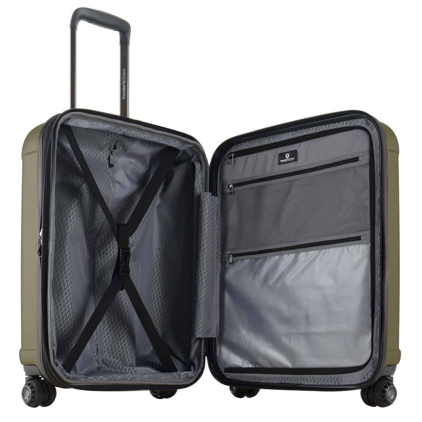 Traveler's Choice Art of Travel Hardside Expandable Luggage with Spinner Wheels, Green