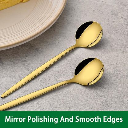 5.1 Inch Coffee & Tea Spoon,6 Pieces Gold Stainless Steel Teaspoon,Mini Spoons For Dessert And Coffee,Durable Demitasse Coffee Spoons For Dessert