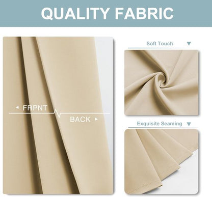 ChrisDowa Blackout Curtains - Thermal Insulated Room Darkening Panels, 54 Inches Long, Biscotti Beige (Set of 2)