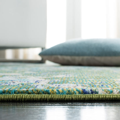 SAFAVIEH Madison Collection Area Rug - 10' x 14', Green & Turquoise, Boho Abstract Distressed Design, Non-Shedding & Easy Care, Ideal for High Traffic Areas in Living Room, Bedroom (MAD425Y)