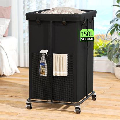 150L Laundry Hamper with Wheels, Rolling Laundry Basket with Metal Frame and Removable Bag, Large & Tall Dirty Clothes