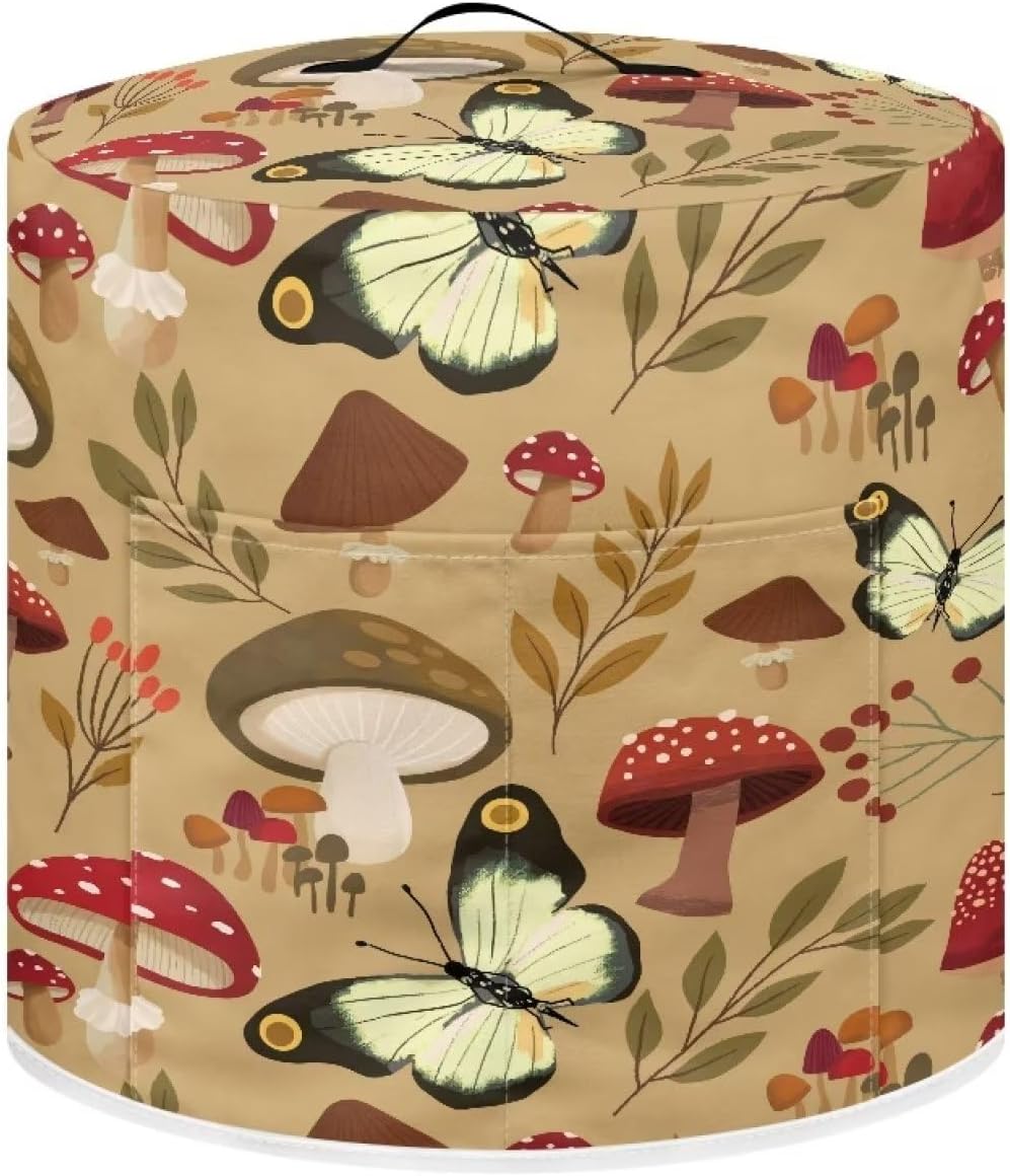 Art Mushroom Pressure Cooker Cover, Dust-proof Cover for Rice Cooker & Air Fryer, Kitchen Appliance Covers with Pocket