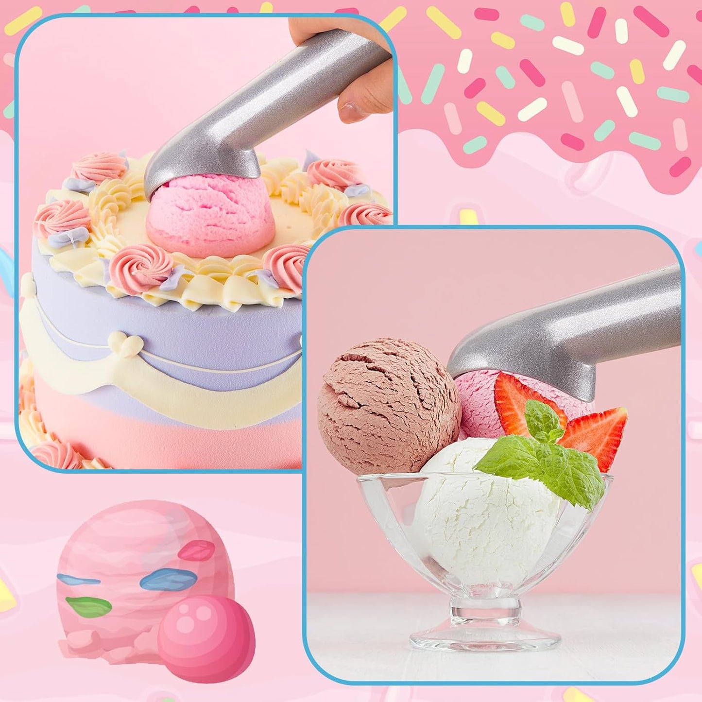 16 7 Inch Frozen Gejoy Pcs Ice Cream Scoop Nonstick Anti Freeze Ice Cream Scooper Aluminum Design Dessert Spoon
