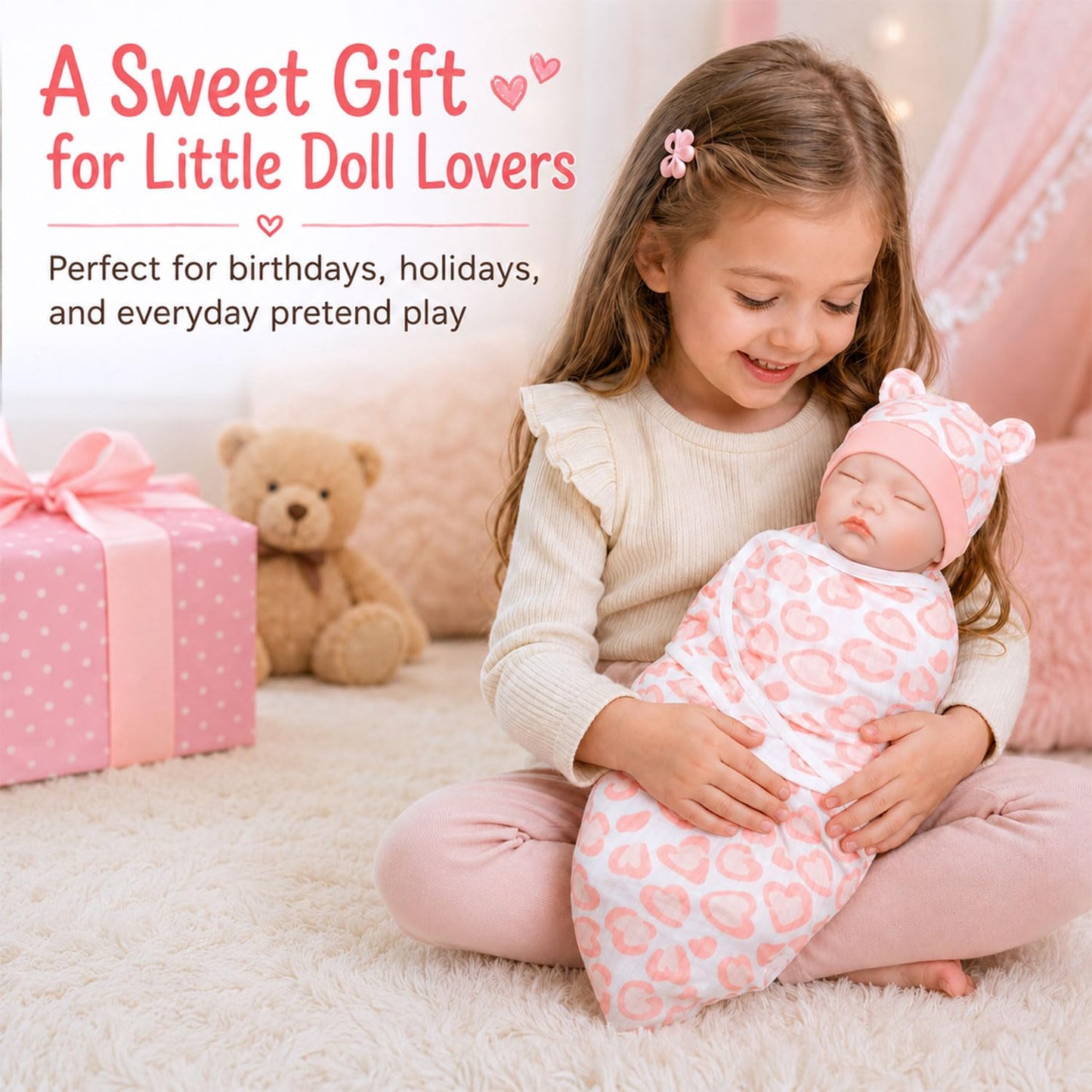 Reborn Baby Doll Clothes 17-22 Inch Reborn Doll Clothes Accessories for Baby Doll Clothing (Purple & Pink Blanket )