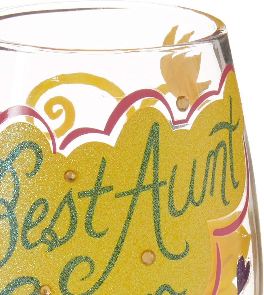 Lolita Best Aunt Ever Artisan Painted Wine Glass Gift
